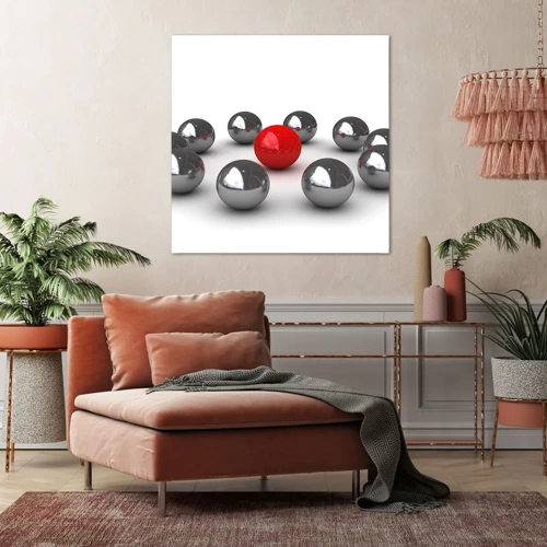 Impression sur toile - Image sur toile - Un cercle en argent et rouge - 70x70 cm