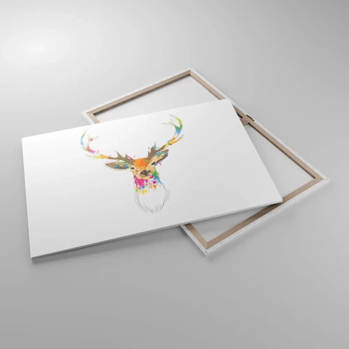 Impression sur toile - Image sur toile - Un cerf doux baigné de couleur - 100x70 cm
