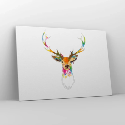 Impression sur toile - Image sur toile - Un cerf doux baigné de couleur - 100x70 cm