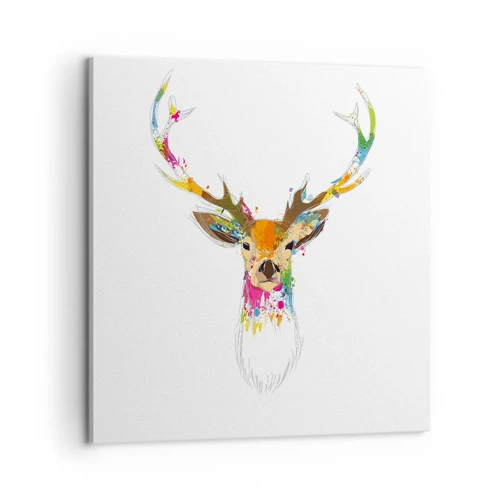 Impression sur toile - Image sur toile - Un cerf doux baigné de couleur - 60x60 cm