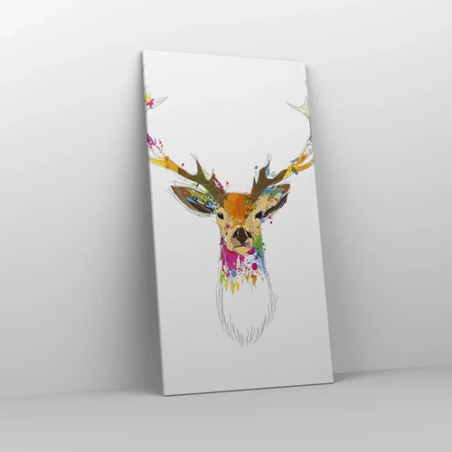 Impression sur toile - Image sur toile - Un cerf doux baigné de couleur - 65x120 cm