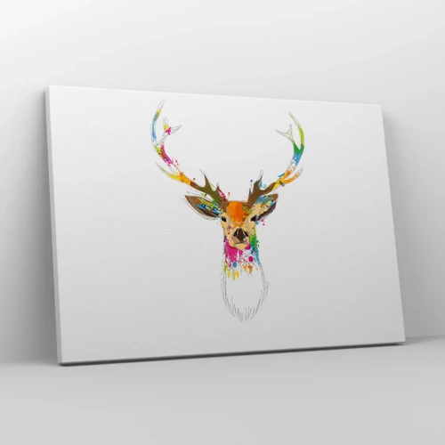 Impression sur toile - Image sur toile - Un cerf doux baigné de couleur - 70x50 cm