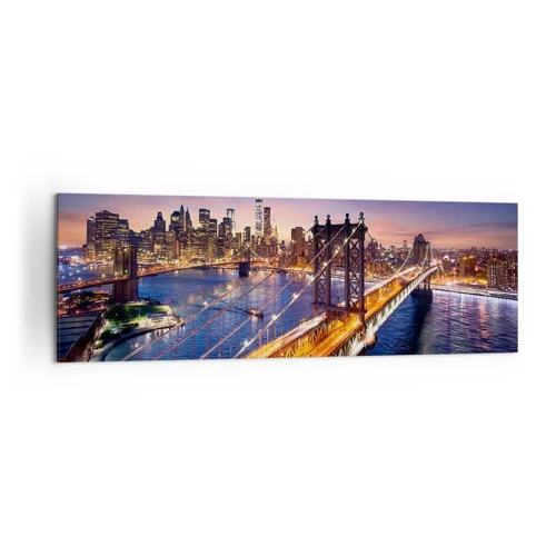 Impression sur toile - Image sur toile - Un pont lumineux au cœur de la ville - 160x50 cm