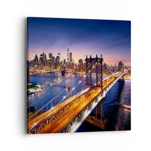 Impression sur toile - Image sur toile - Un pont lumineux au cœur de la ville - 40x40 cm