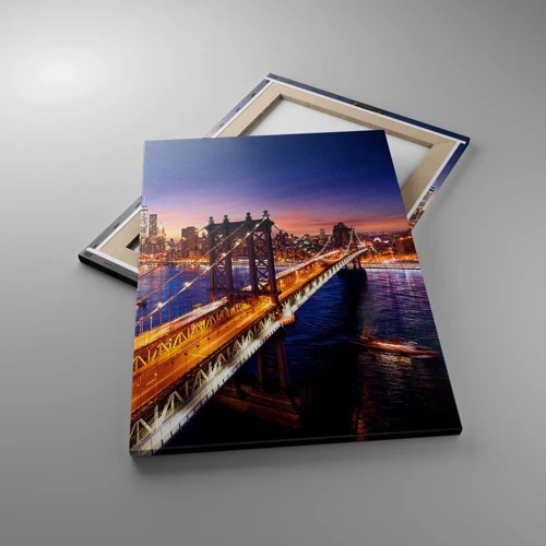 Impression sur toile - Image sur toile - Un pont lumineux au cœur de la ville - 50x70 cm
