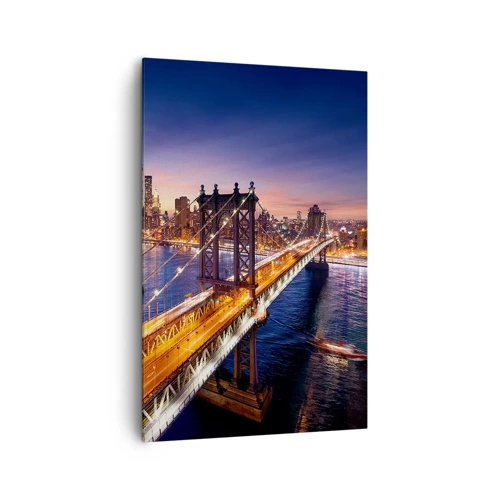 Impression sur toile - Image sur toile - Un pont lumineux au cœur de la ville - 80x120 cm