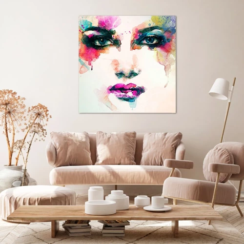 Impression sur toile - Image sur toile - Un portrait peint avec un arc-en-ciel - 30x30 cm