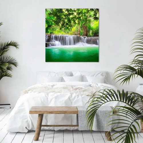 Impression sur toile - Image sur toile - Une cascade de vert - 30x30 cm