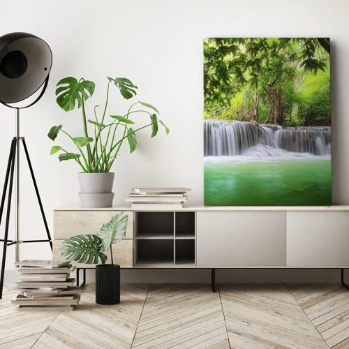 Impression sur toile - Image sur toile - Une cascade de vert - 50x70 cm