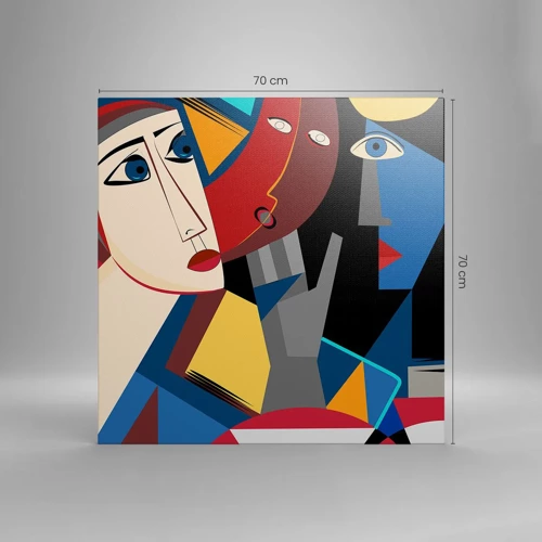 Impression sur toile - Image sur toile - Une conversation entre cubistes - 70x70 cm