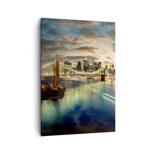 Impression sur toile - Image sur toile - Une soirée lumineuse sur Manhattan - 50x70 cm