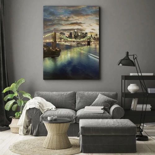 Impression sur toile - Image sur toile - Une soirée lumineuse sur Manhattan - 50x70 cm