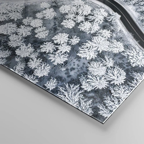 Impression sur verre - Image sur verre - À travers une forêt d'hiver - 100x70 cm