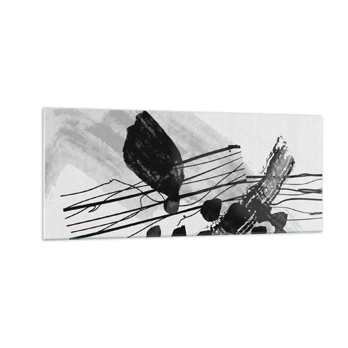 Impression sur verre - Image sur verre - Abstraction organique noir et blanc - 100x40 cm