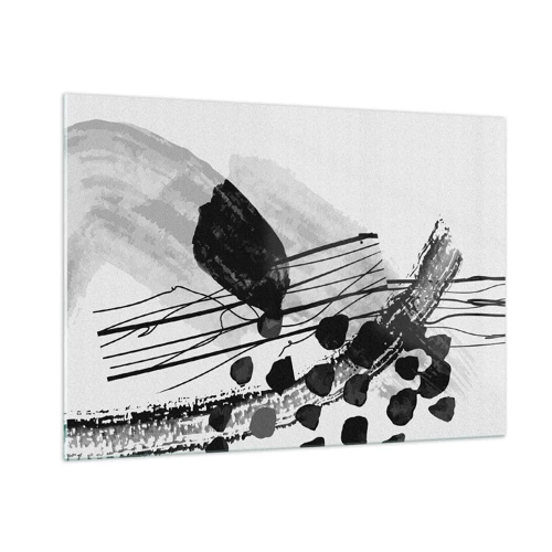 Impression sur verre - Image sur verre - Abstraction organique noir et blanc - 100x70 cm