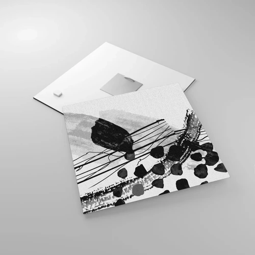 Impression sur verre - Image sur verre - Abstraction organique noir et blanc - 30x30 cm