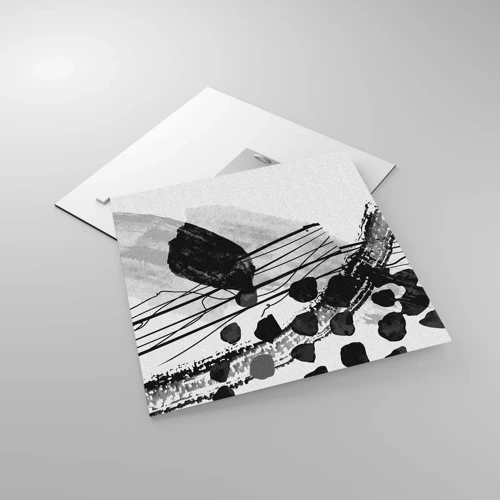 Impression sur verre - Image sur verre - Abstraction organique noir et blanc - 40x40 cm