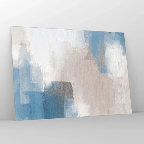 Impression sur verre - Image sur verre - Abstraction rose derrière un rideau de bleu - 100x70 cm