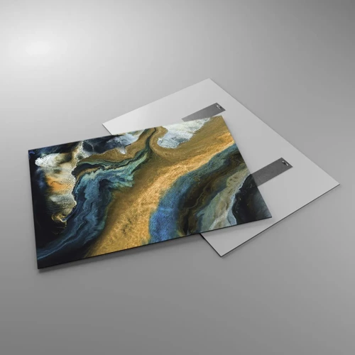 Impression sur verre - Image sur verre - Bleu - jaune - influences mutuelles - 100x70 cm