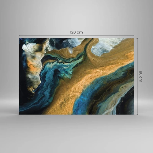 Impression sur verre - Image sur verre - Bleu - jaune - influences mutuelles - 120x80 cm