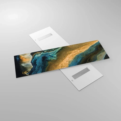 Impression sur verre - Image sur verre - Bleu - jaune - influences mutuelles - 160x50 cm