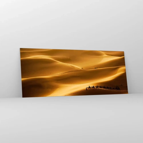 Impression sur verre - Image sur verre - Caravane sur les vagues du désert - 100x40 cm