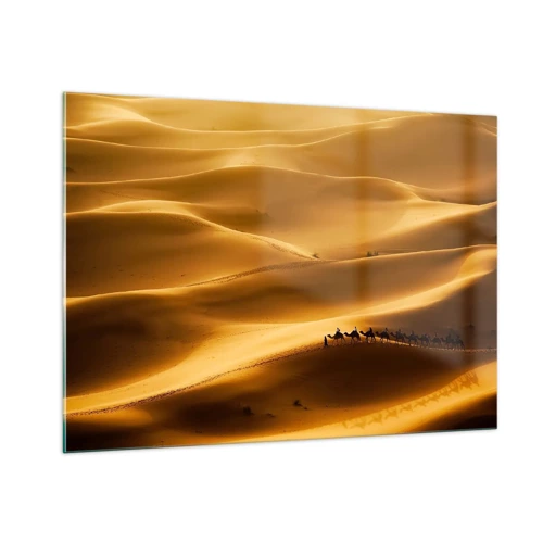 Impression sur verre - Image sur verre - Caravane sur les vagues du désert - 100x70 cm