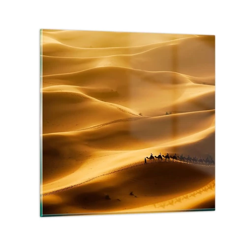 Impression sur verre - Image sur verre - Caravane sur les vagues du désert - 60x60 cm