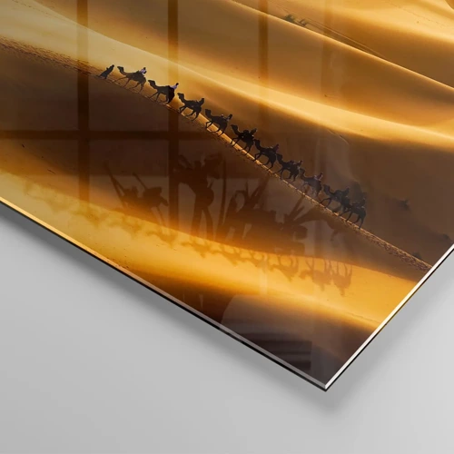 Impression sur verre - Image sur verre - Caravane sur les vagues du désert - 70x50 cm
