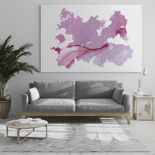 Impression sur verre - Image sur verre - Carte du monde rose - 100x70 cm