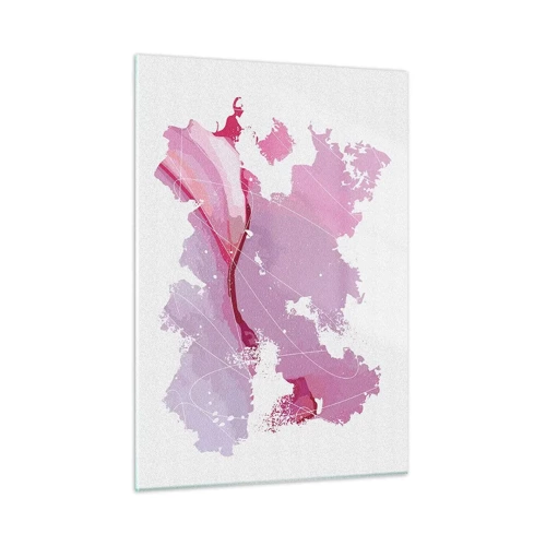 Impression sur verre - Image sur verre - Carte du monde rose - 50x70 cm