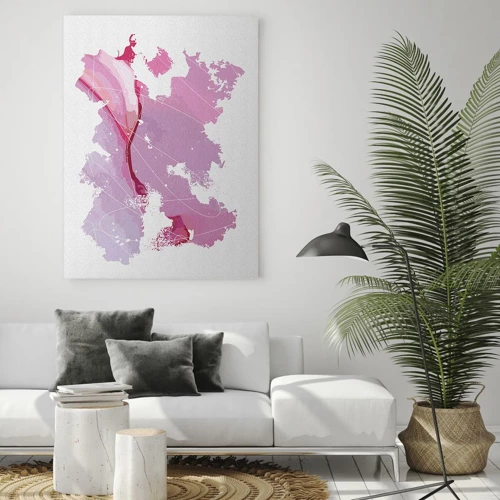 Impression sur verre - Image sur verre - Carte du monde rose - 50x70 cm