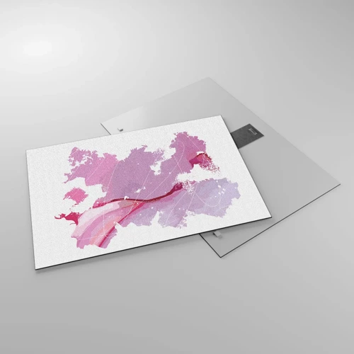 Impression sur verre - Image sur verre - Carte du monde rose - 70x50 cm