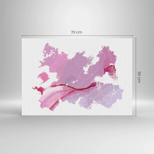 Impression sur verre - Image sur verre - Carte du monde rose - 70x50 cm