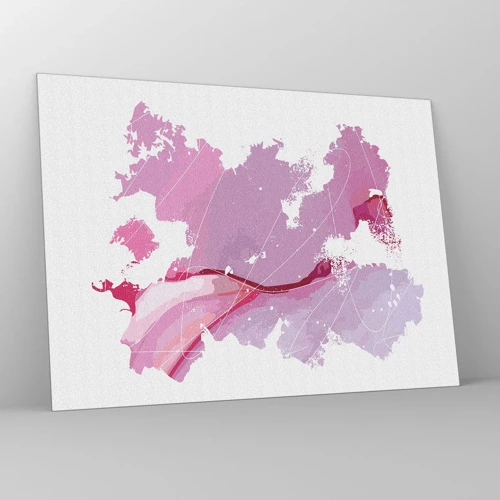 Impression sur verre - Image sur verre - Carte du monde rose - 70x50 cm