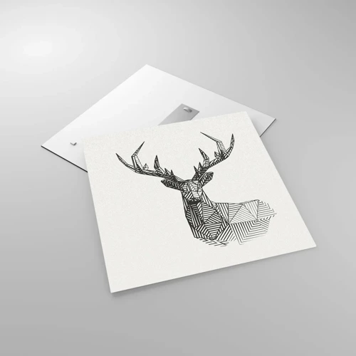 Impression sur verre - Image sur verre - Cerf dans un style cubique - 60x60 cm