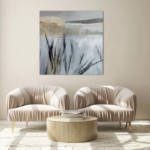 Impression sur verre - Image sur verre - Champs d'hiver - 70x70 cm