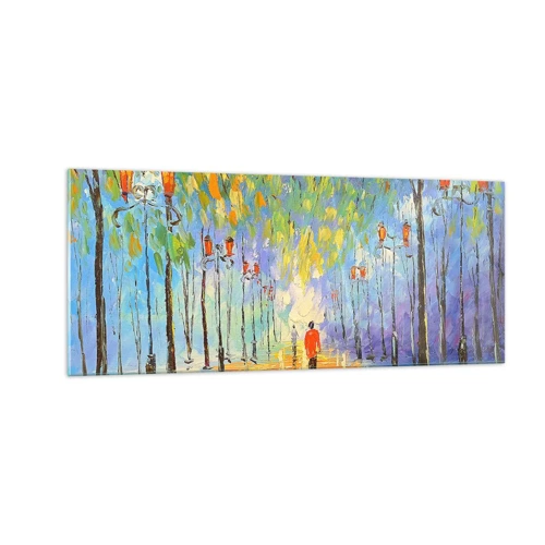 Impression sur verre - Image sur verre - Chant nocturne de la pluie - 100x40 cm