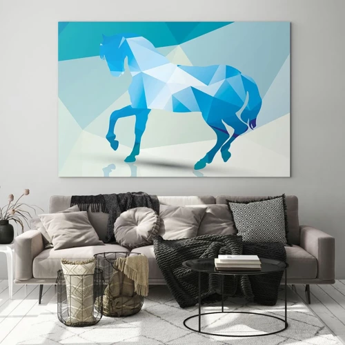 Impression sur verre - Image sur verre - Cheval géométrique en turquoise - 70x50 cm