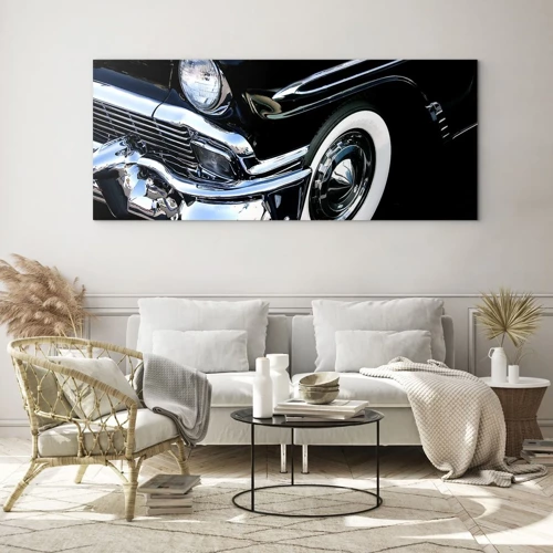 Impression sur verre - Image sur verre - Classique en argent, noir et blanc - 140x50 cm