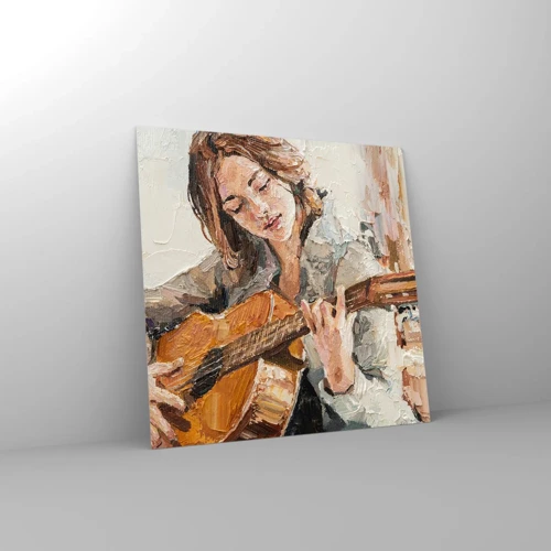 Impression sur verre - Image sur verre - Concerto pour guitare et coeur de fille - 30x30 cm