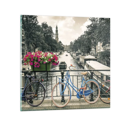 Impression sur verre - Image sur verre - Couleurs de rue d'Amsterdam - 70x70 cm