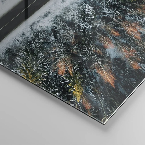 Impression sur verre - Image sur verre - Couper à travers la forêt d'hiver - 120x50 cm