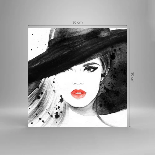 Impression sur verre - Image sur verre - Dame en noir - 30x30 cm