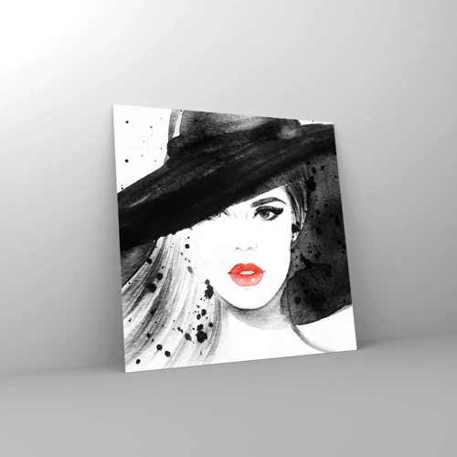 Impression sur verre - Image sur verre - Dame en noir - 30x30 cm