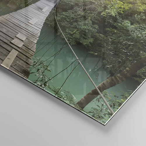 Impression sur verre - Image sur verre - De l'eau azur à la forêt azur - 100x40 cm