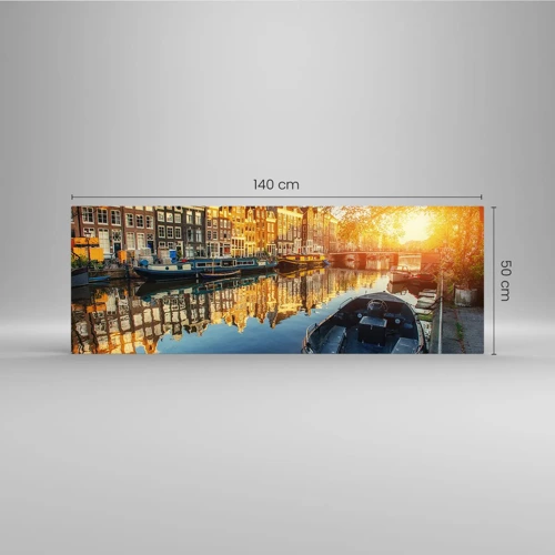Impression sur verre - Image sur verre - Début de journée à Amsterdam - 140x50 cm