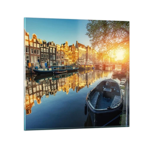 Impression sur verre - Image sur verre - Début de journée à Amsterdam - 60x60 cm