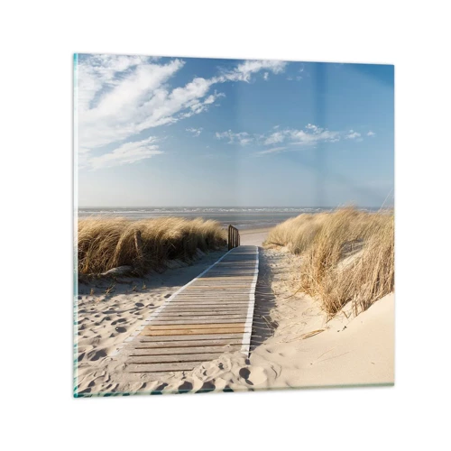 Impression sur verre - Image sur verre - Derrière la dune, dans le bruissement de l'herbe - 30x30 cm