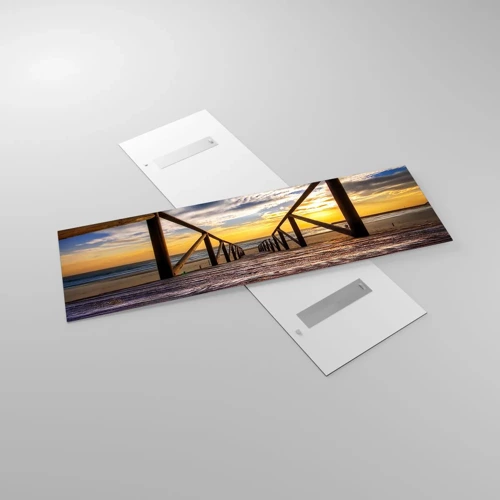 Impression sur verre - Image sur verre - Directement sur une plage calme au coucher de soleil - 160x50 cm